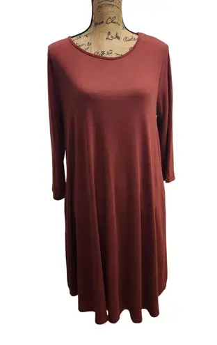 Zenana Outfitters XL Knit Tunic Dress Rust Red Casual Comfy