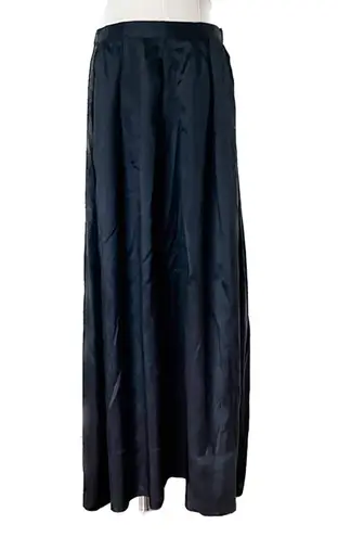 Vintage 80s black taffeta maxi skirt size medium M