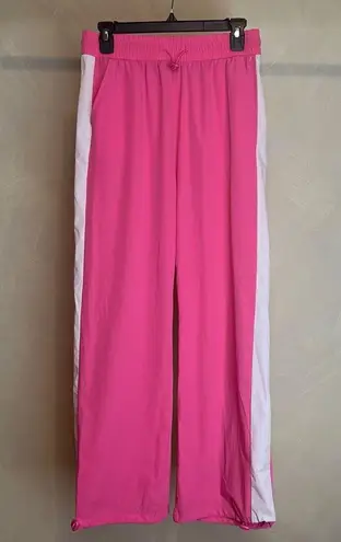 OTOS Activewear Womens Barbie Pink stripe Nylon W/Drawstring Ankle pants|Size:L Size L