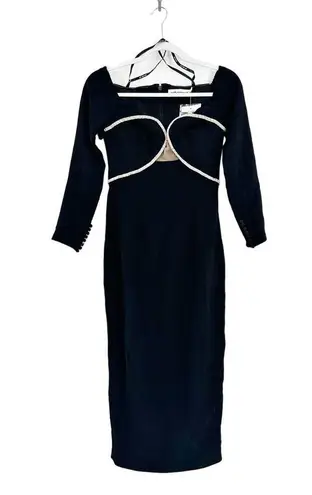 Self Portrait Self-Portrait Crystal Off Shoulder Heavy Midi Dress Black Sparkle Size 4 NEW