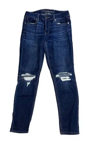 American Eagle Women's Size 0 Darkwash Distressed Tomgirl Blue Denim Jeans