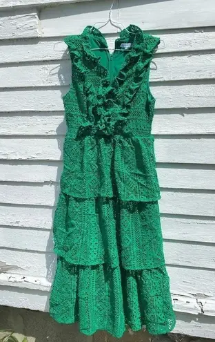 Endless Rose Lace Green tiered Midi Dress (M)