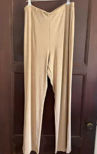 CHICO'S TRAVELERS | Taupe Tan Flat Front Straight Leg Pull on pants | Large 2