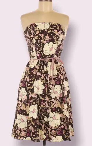 Y2K brown and pink strapless floral sundress Multiple Size 10