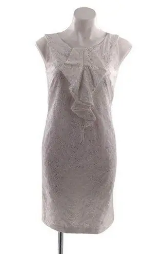 Donna Ricco White Eyelet and Embroidered Floral Ruffle Front Dress