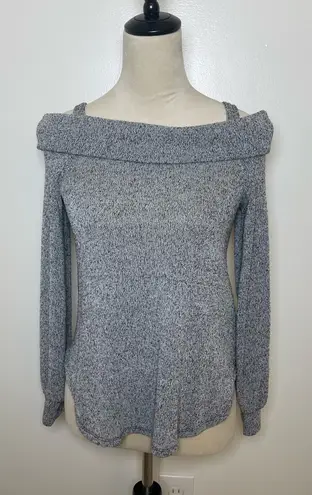 Lavender Field Grey Off-Shoulder Sweater Top Size Small Soft Knit Long Sleeve