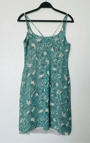 Giorgio Armani Vintage Green/Cream Floral Silk Bias Cut Slip Dress Size 8