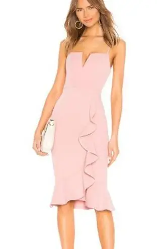 About Us NWOT Asymmetrical Ruffle Trim Dominique Midi Dress Mauve Women Size XS