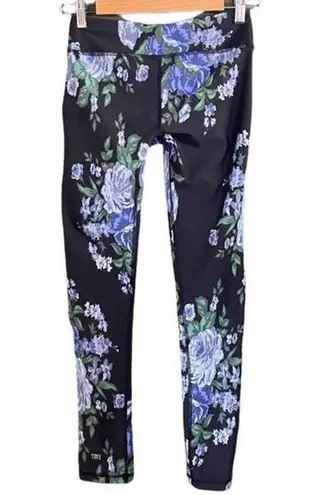 ALBION FIT Antigua Floral Compression Leggings Cobalt Rose Floral Womens Size XS