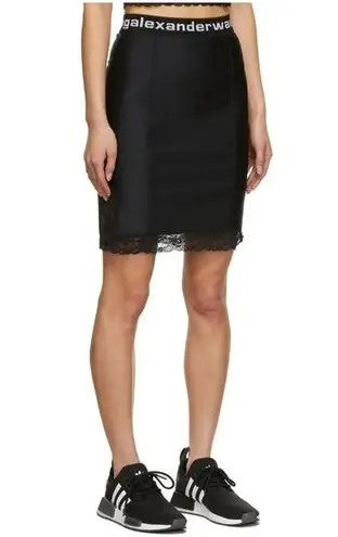 Alexander Wang Black High Rise Skirt with Lace Trim
