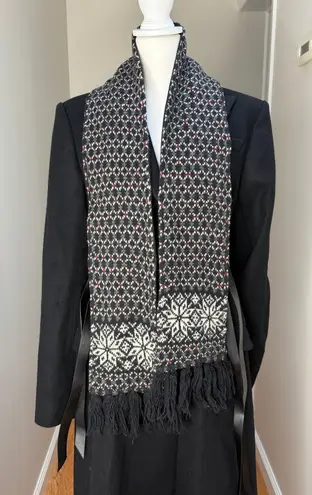 Woolrich scarf Womens fair isle Fringe Lambswool knit Scarf