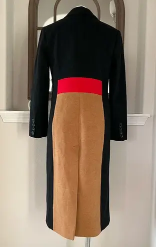 Avec Les Filles NEW ColorBlock Trench Coat, Black Red Camel Size S Retail $500