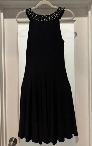Jessica Howard Elegant Black Women’s Dress Size 6 with Pearl Accents Formal Little Black Dress
