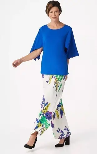 Dennis Basso Printed Luxe Crepe Pull-On Wide-Leg Pants Size XSP NWOT