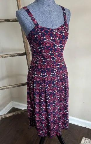 Xhilaration Button Down Adjustable Midi Dress Red White & Blue Size Medium