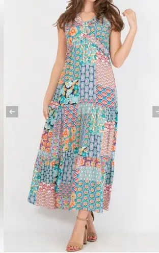 TINTA Colorful Patchwork Maxi Dress Blue Size M