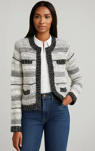 INC Knit Blazer Cardigan Size Medium Black