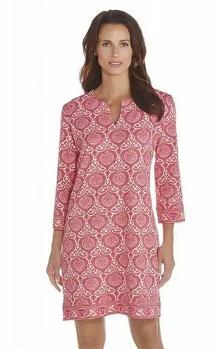 Coolibar Oceanside Tunic Dress 3/4 Sleeve Mini Length Pullover UPF Pink Small S