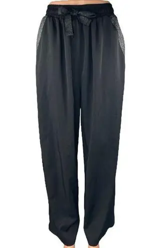 Gracia Women's Black Glittered High Waisted Wide Leg Trousers Pants Size M