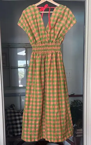 Green and pink Checkered Dress