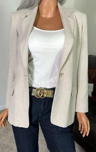 Pendleton Vtg Linen Mix Blazer Jacket 6 Beige Country Western Office Capsule USA