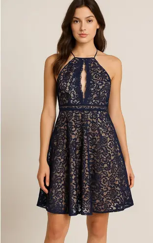 Stylestalker Elegant Navy Lace A-Line Cocktail Dress Adelie Nordstrom Large