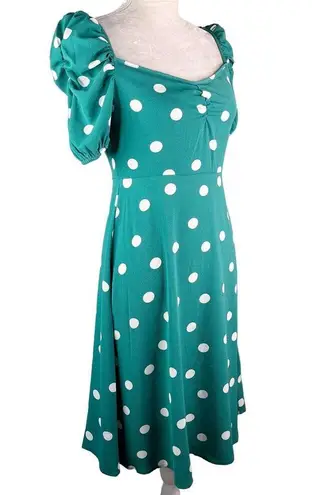 Cupshe  Zoey Polka Dot Puff Sleeve Midi Dress XS New