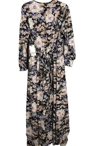 Unique Vintage  Plus Black & Pink Floral Print Farrah Flowy Maxi Dress Size 1X