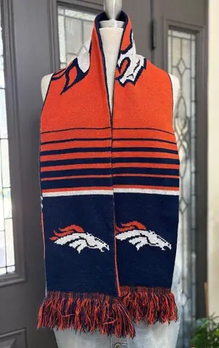 Forever Collectibles Denver Broncos NFL Navy & Orange Reversible Knit Scarf Blue