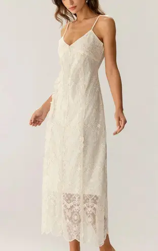 Rihoas Apricot Textured Lace Slip Maxi Dresses