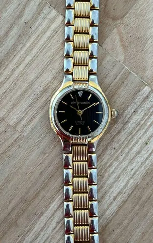 Pierre Cardin Vintage Ladies Watch Diamond Black Dial Two-Tone Bracelet