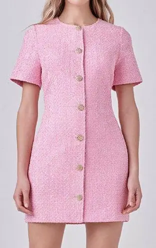 Endless Rose short sleeve tweed mini dress Pink Size M