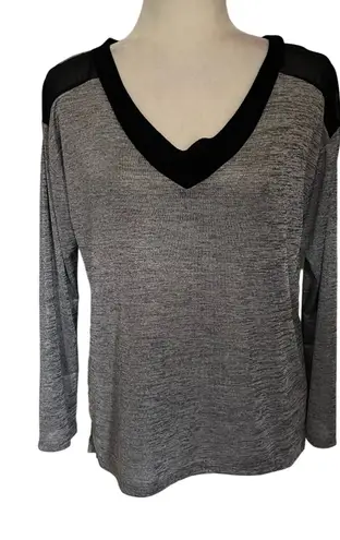 Calvin Klein  Shimmer VNeck Womens Top Sz S Colorblock Mesh Soft Grunge Corporate - Image 1