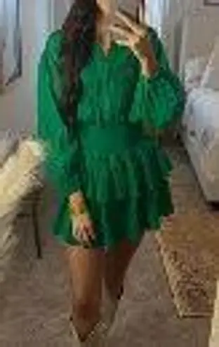 Lush Clothing Green Tiered Skirt Mini Dress