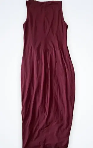 Nine Britton Abigail Ribbed Knit Twist Midi Dress in Burgundy