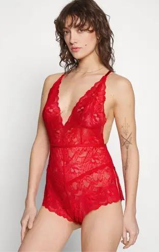 Ann Summers Womens Lace Camisole Sleepwear Romper Red Medium NWOT