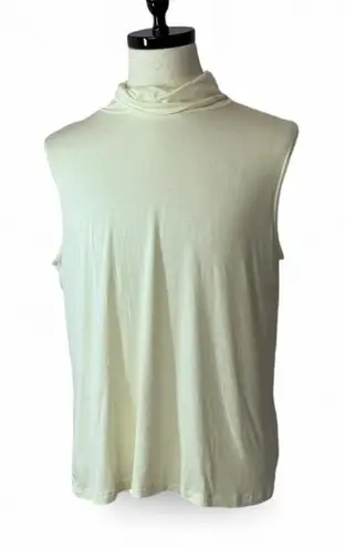 Sleeveless Mock Neck Top Cream Color Casual Basic Layering Tank Size XL
