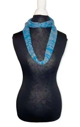 Eternity Round Knit Scarf Blue Gray Silver Sparkle Threads