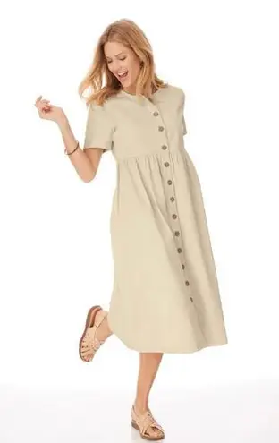 Blair Tan Buttoned Midi Sundress