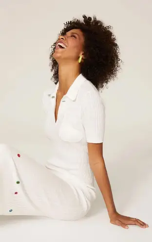 STAUD Cecily open-back cable-knit cotton-blend maxi dress size S small