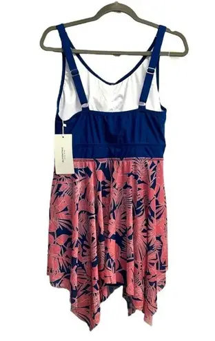 Bloomchic Pink Blue Leaf Floral Design Swimsuit Size 14/16