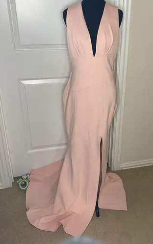 Blithe Blush Pink Plunge Neckline Side Slit Maxi Dress