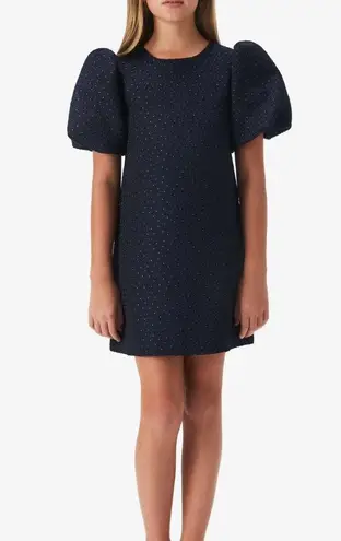 Bardot Junior Giselle Navy Blue/Silver Embroidered Mini Dress | Size 14