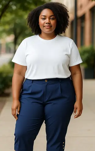 Grace Karin Womens Pants Size 2XL Navy Blue Tapered Ankle Pleated Buttons NEW