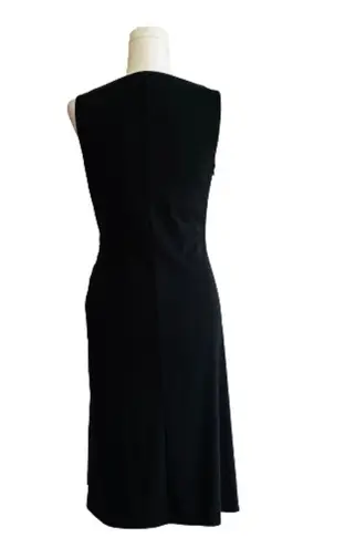 Laundry by Shelli Segal  Dress Black Side Twist Ruched Sleeveless Midi Size 8