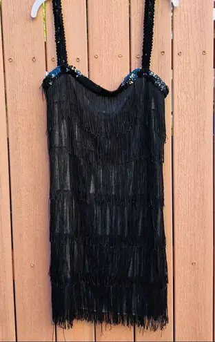 Black fringe & sequin flapper dress Size undefined