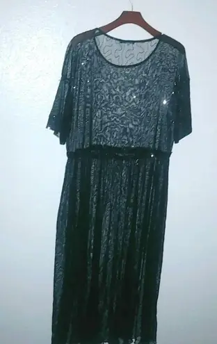 ZARA  M Sequined Empire Waist Black Mesh Maxi Dress