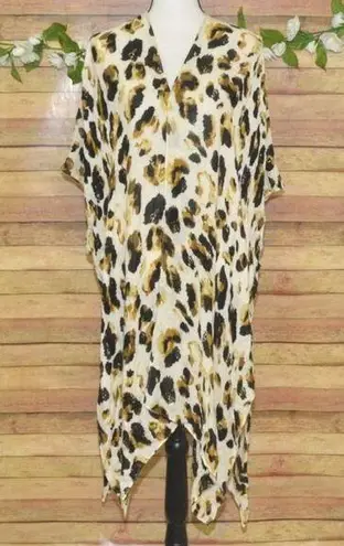 Marcus Adler Long Cheetah Print Boho Kimono Cardigan Cover Up Womens One Size White Size undefined