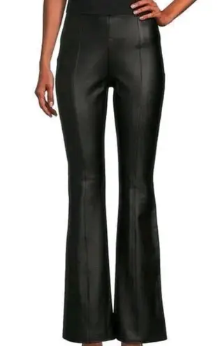 Investments Slim Factor No Waist Coated Ponte Flare Pants Faux Leather Black SZ L New
