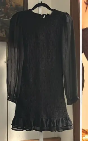 idem Ditto Black Ruffled Bodycon Dress with Bishop Sleeves